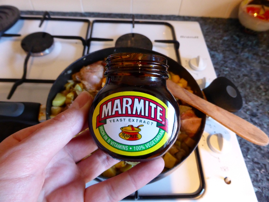 Marmite for the ale (Guinness) and winter vegetables stew