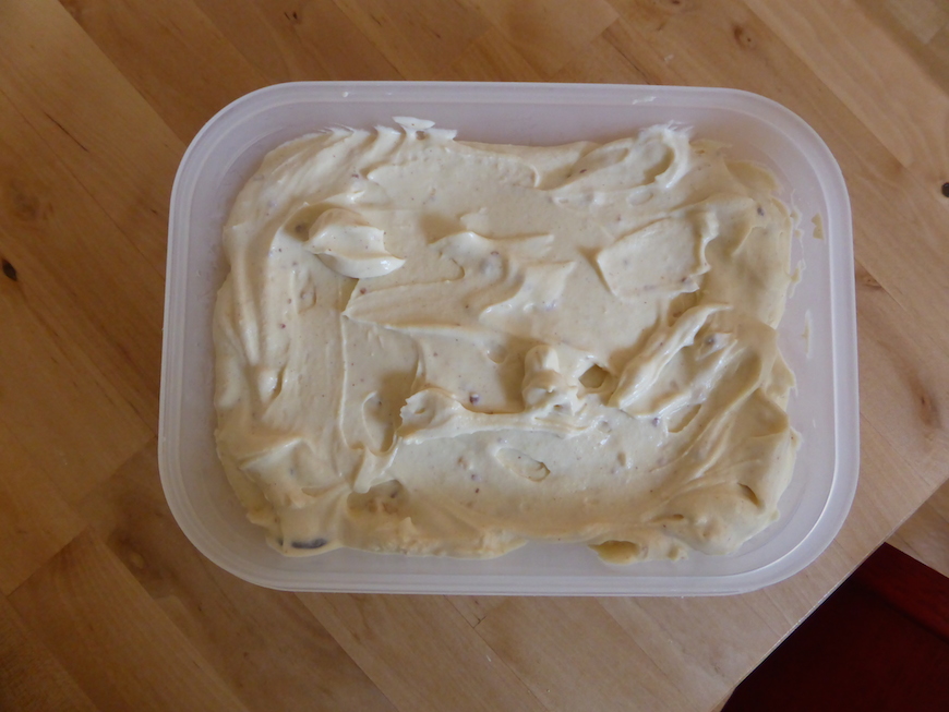 The peanut butter ice-cream in its tub.