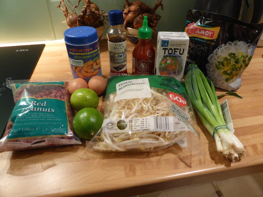 Ingredients for the Pad Thai as described below